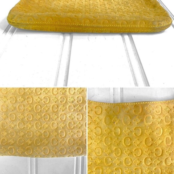 CELINE LEATHER BAG YELLOW SUEDE C MACADAM HANDBAG FRANCE DESIGNER SHOULDER  BAG - Picture 13 of 17